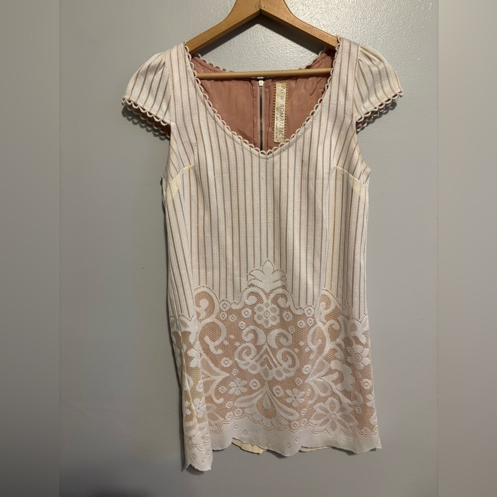 Free People New Romantics Nude Lace Illusion Dress